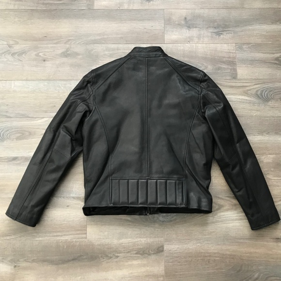 Vince Camuto Black Motorcycle Biker Leather Jacket - Picture 3 of 7